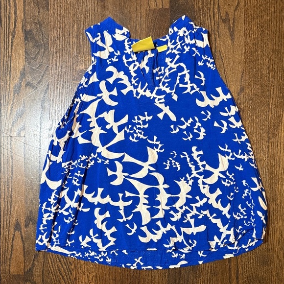 Maeve Tops - Anthropology Maeve Tank Top in Blue with White Bird Pattern